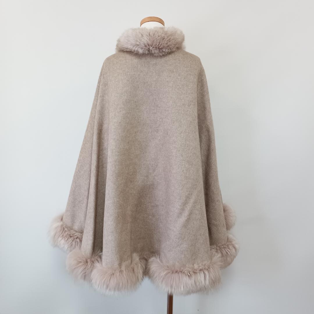 PIACENZA リアルファー ケープ クローク ブルーフォックス 毛皮