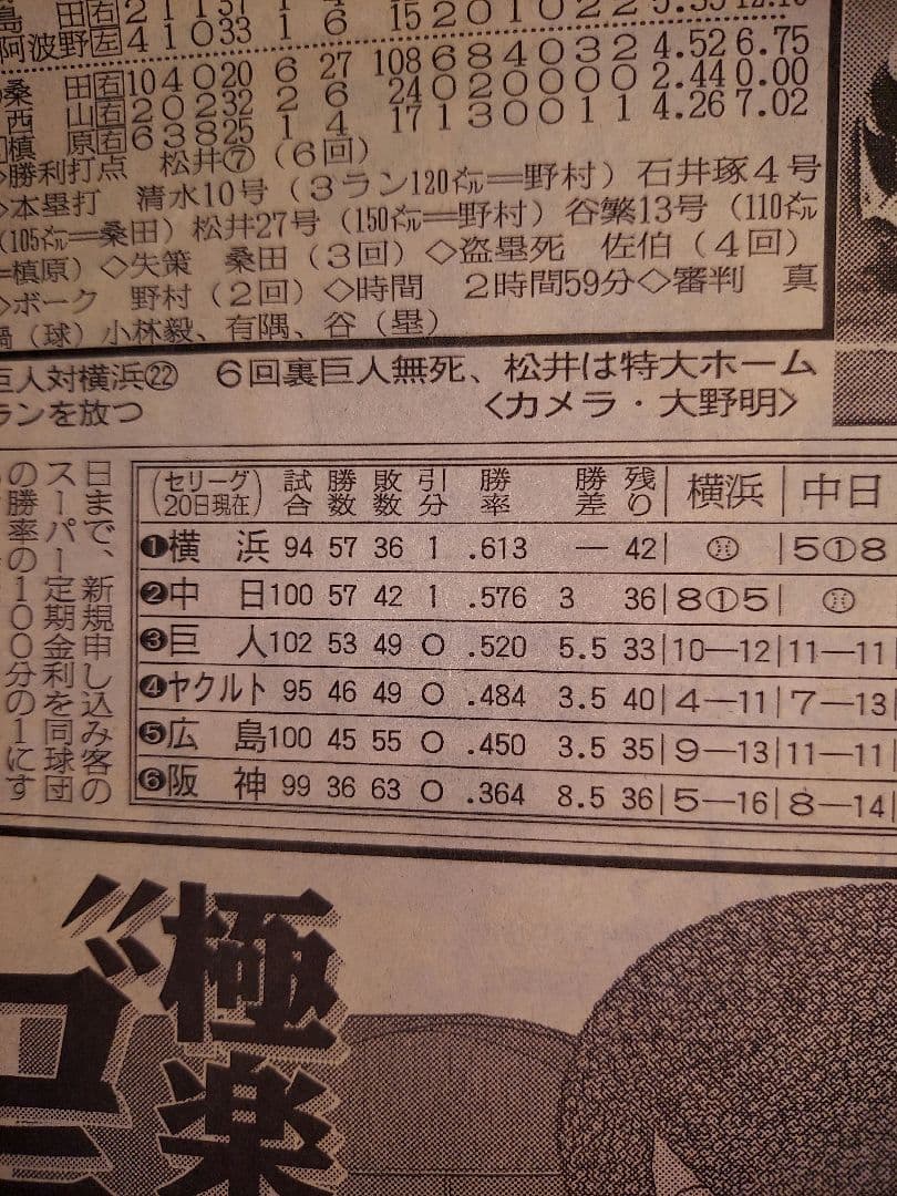 スポーツ新聞 横浜vsPL学園