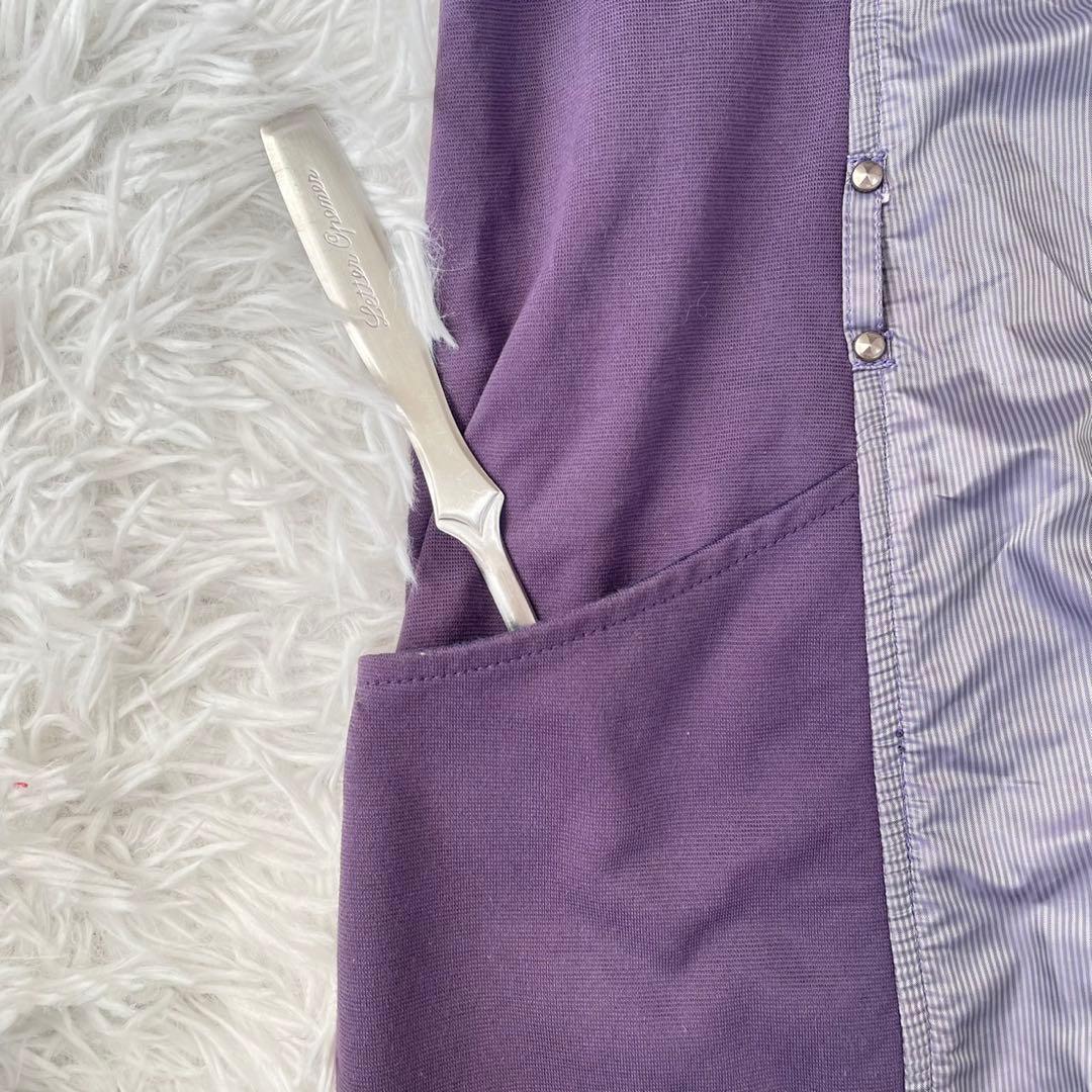 COUP DE CHANCEゴルフハーフジップ 半袖ワンピース紫38 切り替え